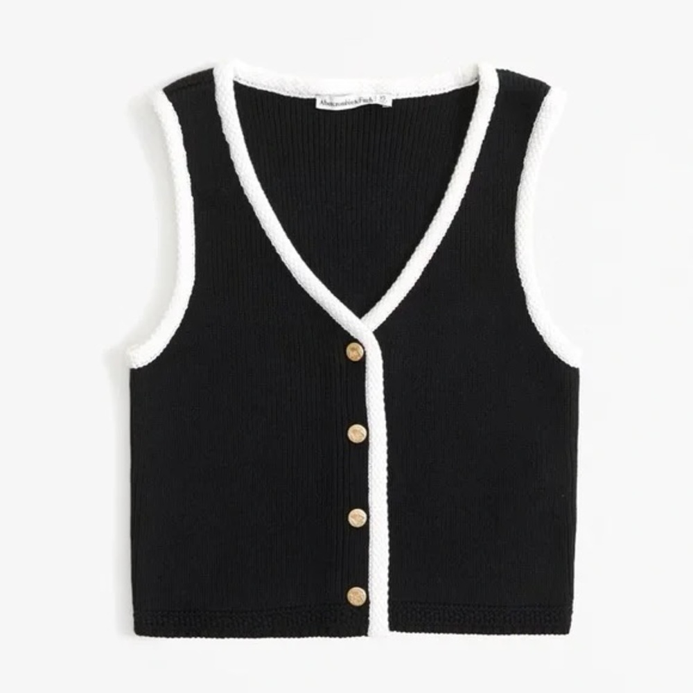 🖤 Abercrombie & Fitch Black Mara Button Knit Vest Top XL 🖤